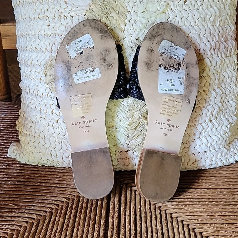Kate Spade Berlin black woven sandals, size 7.5M